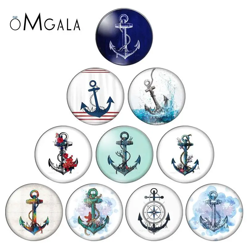 

New navigation Hope Anchor lighthouse 10pcs 12mm/18mm/20mm/25mm Round photo glass cabochon demo flat back Making findings