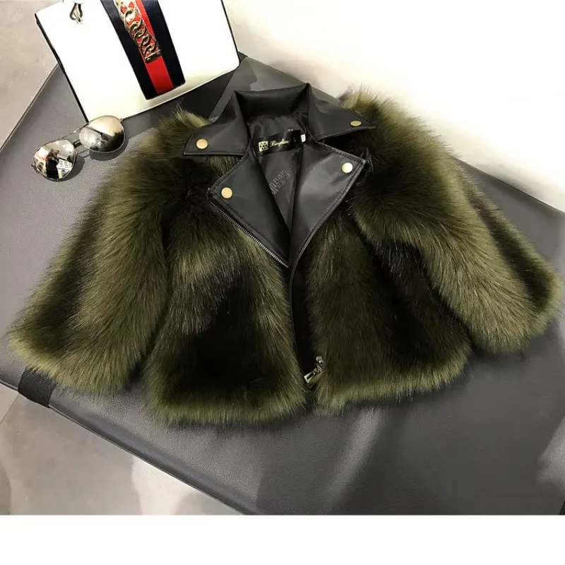 Girls Imitation Fox Hair Children's Fur Coat Autumn and Winter Fur One Piece