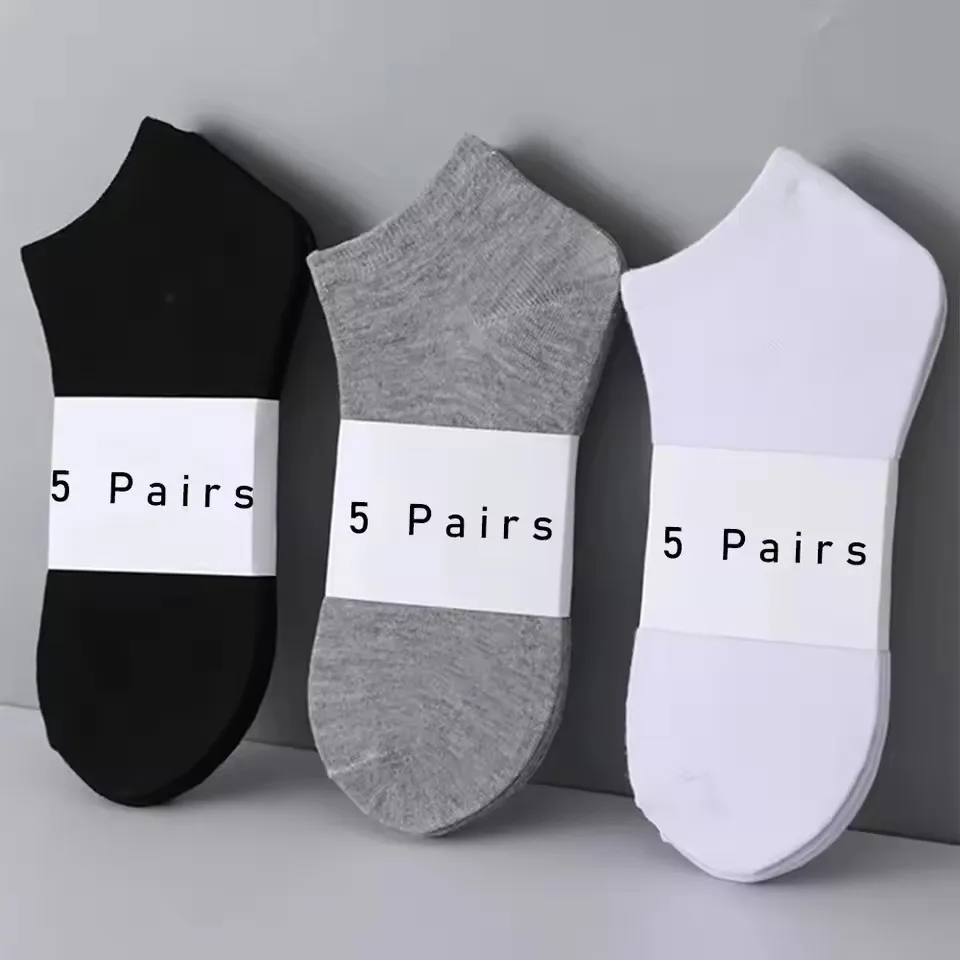 

5 Pairs of Women's/men's Boat Socks Invisible Low Cut Anti Slip Summer No Show Ankle Socks Solid Color Casual Breathable