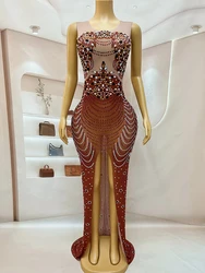 Evening Party dresses for women drag costume sexy festival show costumes evening dress with stones Birthday Special Ocassion