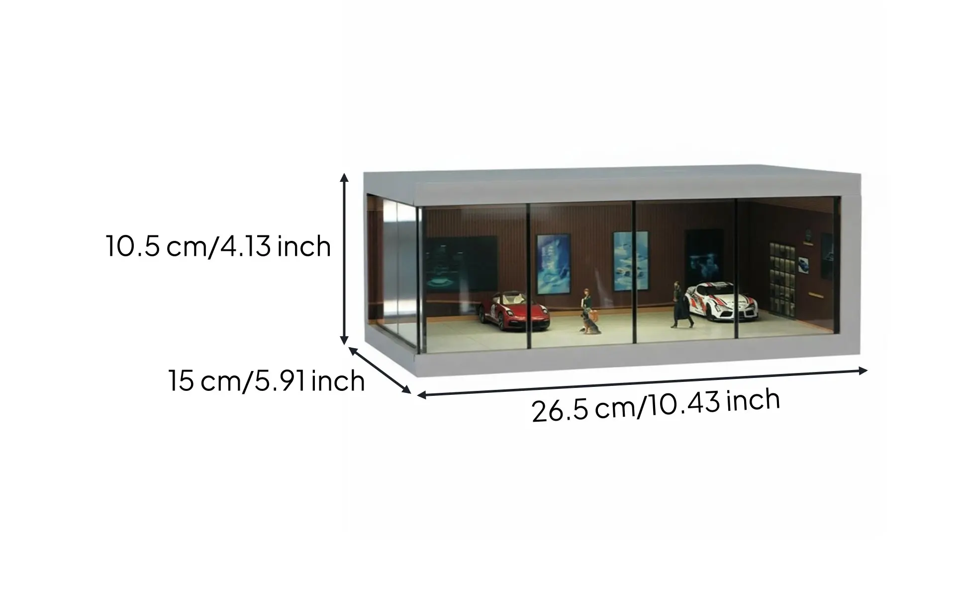 1/64 Scale Display Box Clear View LED Lit Model Display Box Acrylic Car Case Scene Design Diecast Car Showcase Easy to Assemble