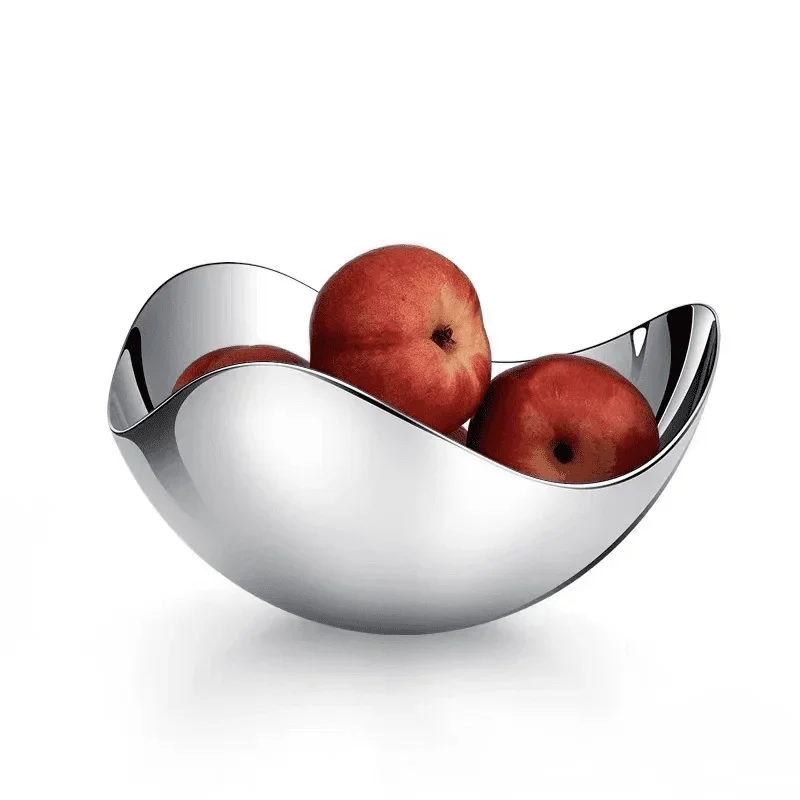 

Thick Stainless Steel Three Petals Serving Bowl Decorative Dinner Plate Living Room Fruit Candy Dessert Snack Luxury Table Plate