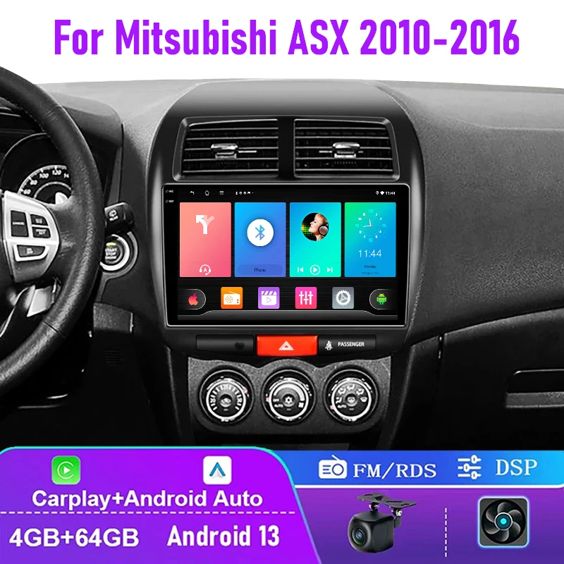 

10" 4+64GB For Mitsubishi ASX 2010-2016 Car Radio Wireless Carplay Android Auto Stereo Head Unit BT WIFI Canbus