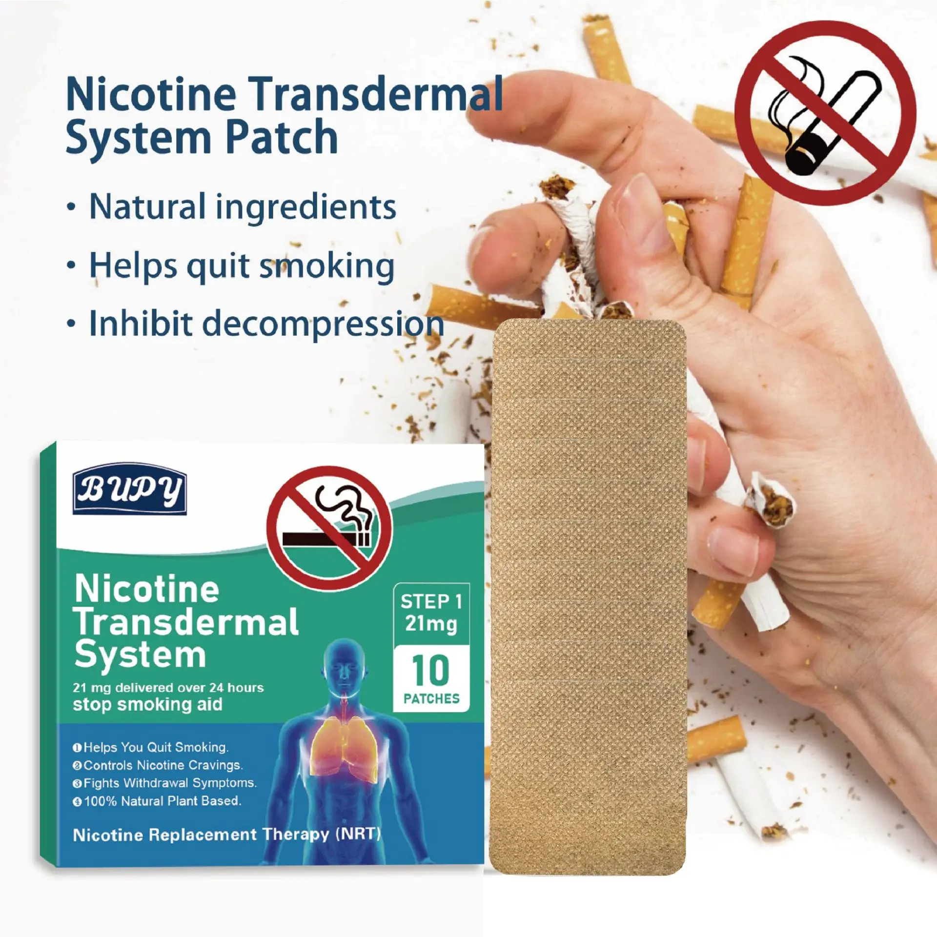 10 قطع من رقع إقلاع التدخين تحل محل رقع النيكوتين الصحية لتخفيف إدمان التدخين وتساعد على الإقلاع عن بقع التدخين