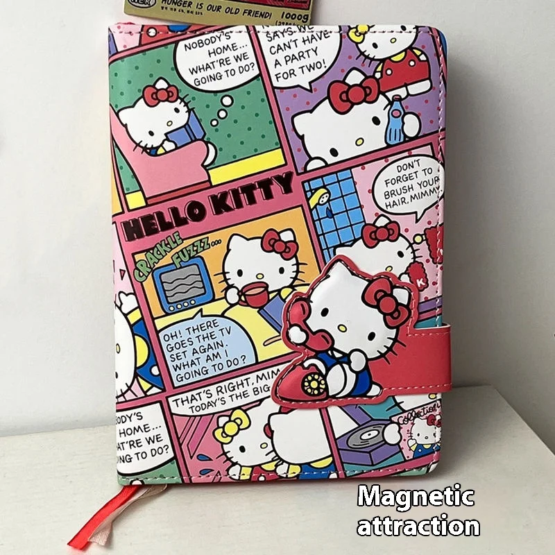 High Beauty Sanrio Hello Kitty Notebook Ins Cute Student Cartoon Ledger Kuromi Magnetic Buckle Notebook For Girl Top-Grade Gift