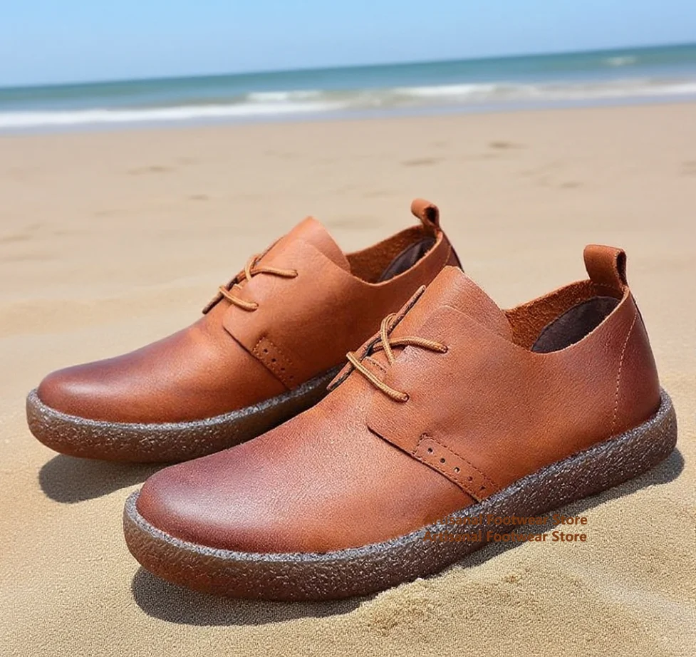 

Soft Leather Flats Lace Up Men's Shoes Handmade Casual Flats Factory Direct New Men's Shoes Luxury High Quality Men's Shoes