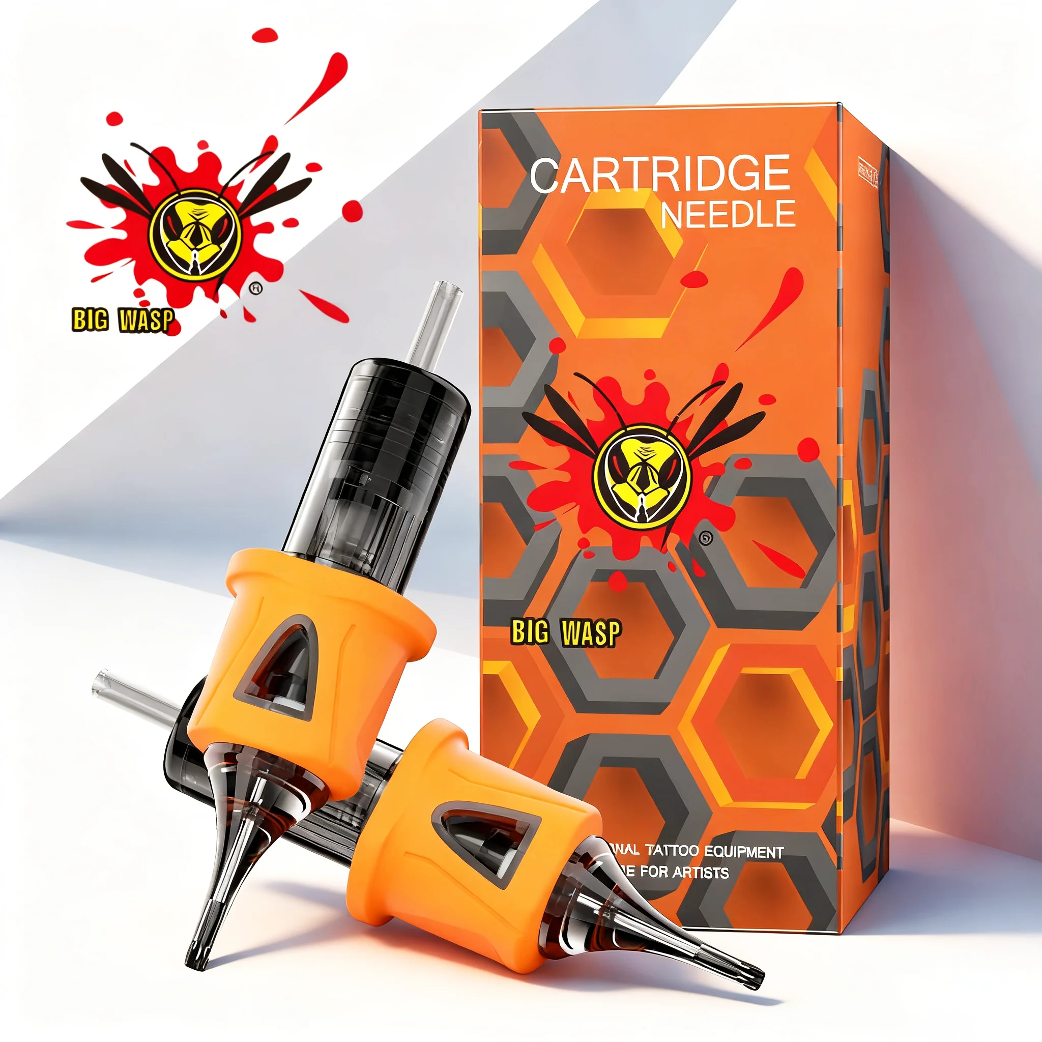 

BIGWASP 20PCS Tattoo Cartridges Needles Disposable Orange RL/RS With Membrane Professional Sterilized Safety Tattooist Supply