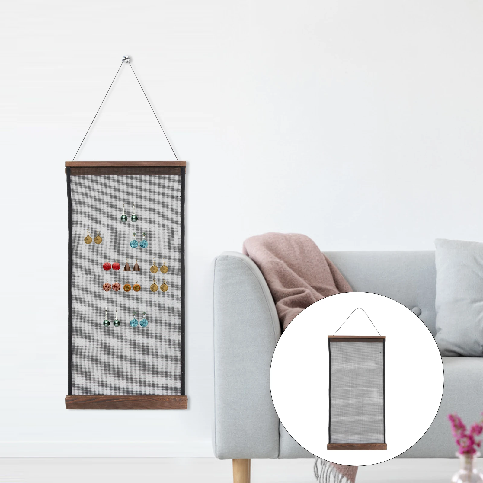 

Jewelry Display Stand Holder Wall-mounted Hanging Organizer Wood Organizers Hanger Earring Storage Shelving