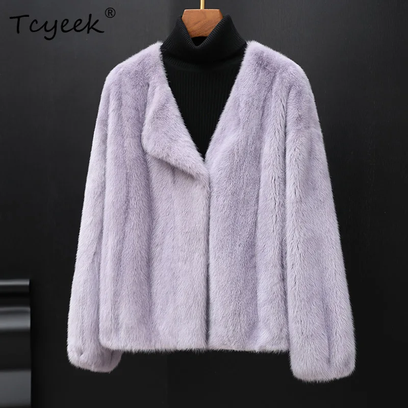 

Tcyeek Natural Mink Fur Coat Women Clothes Warm Winter Jacket 2025 Whole Mink Womens Real Fur Coats Fashion Fourrure Femme