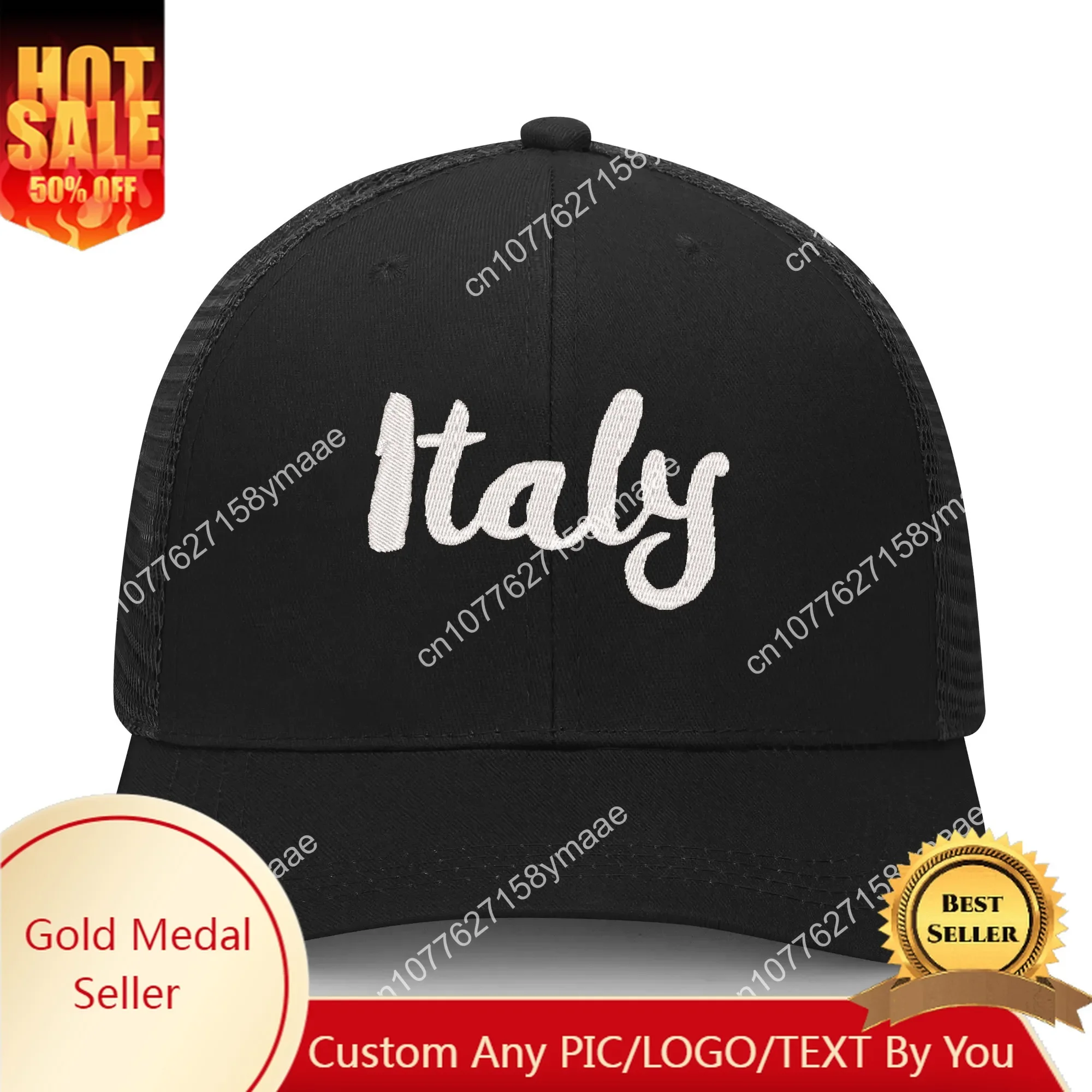 

Italy Flag Embroidery Hat Mens Womens Sports Baseball Hat Breathable Mesh Summer Sun Visor Headwear Custom Made Caps Logo Pop