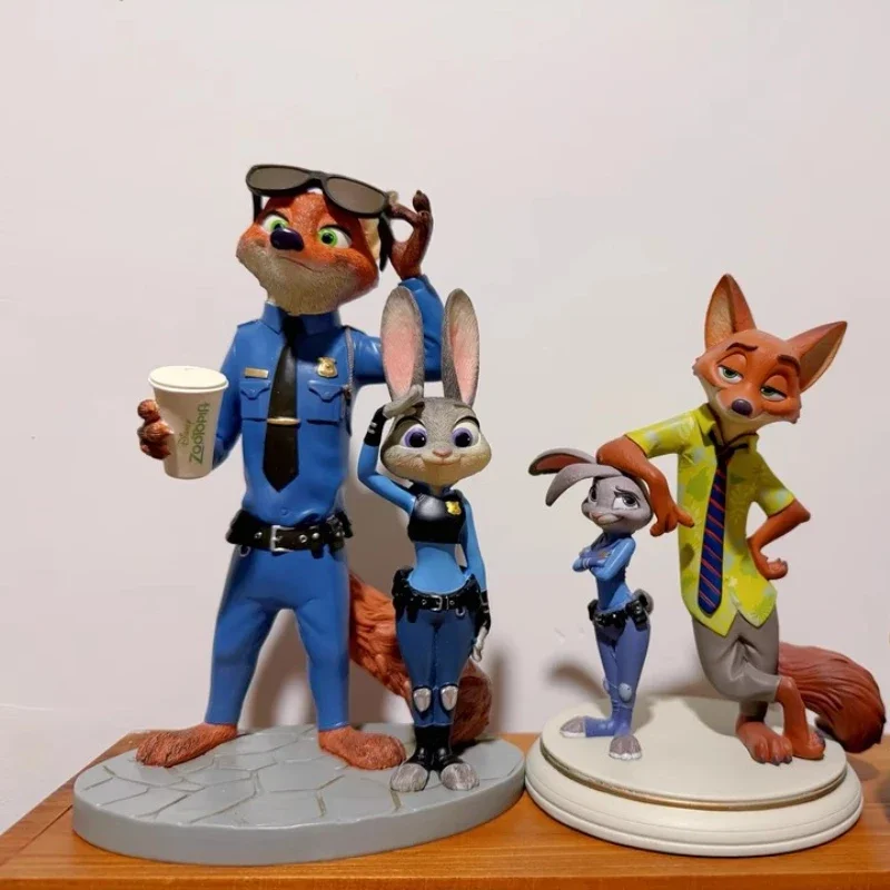 Disney Zootopia Judy and Nick Anime Figure Cartoon Cute Dolls Ornament Statue Model Home Decoration Kid Birthday Christmas Gifts