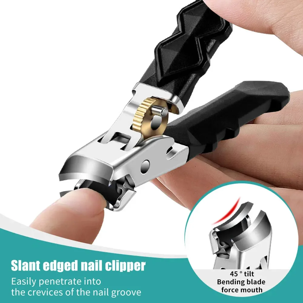 Verbeterde professionele roestvrijstalen teennagelknipper voor senioren, brede kaak, schuine kop, concaaf mes