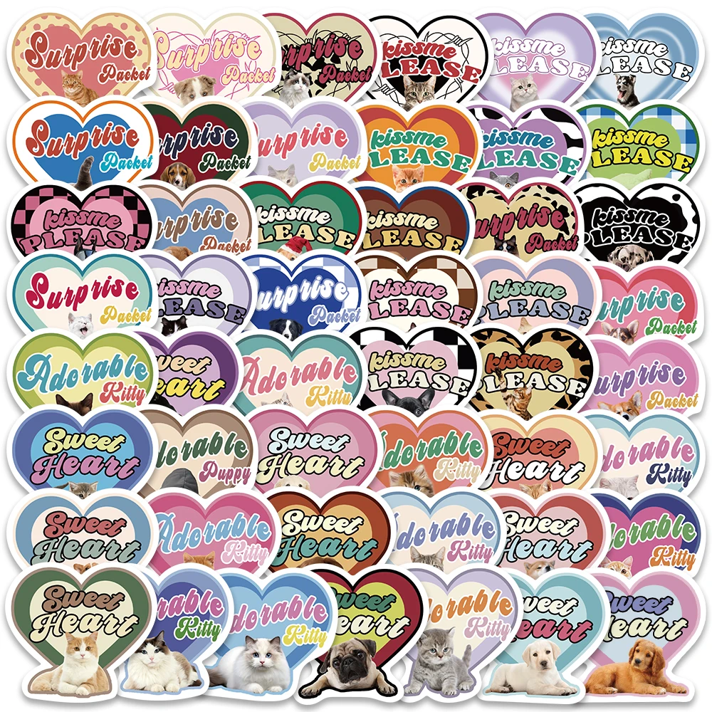 

49pcs Retro Love Cats Stickers Vintage Cartoon Graffiti Decals For Water Bottle Laptop Luggage Skateboard Scrapbook Stickers