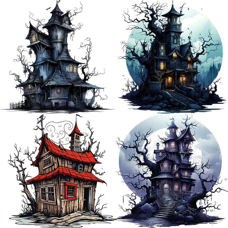 Three Ratels QB27 dilapidated and desolate castle with Halloween vampire castle  stickers self-adhesive