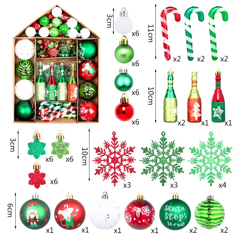 

Unique Shaped Painted Hanging Balls for Xmas Tree Decorations 70pcs Christmas Ball Ornaments Set