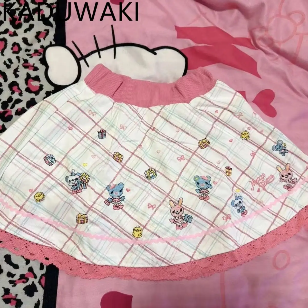 

Kawaii Лолита кружевные лоскутные плиссированные юбки японская мода женская милая мультяшная вышивка торт юбка Y2k кружево Faldas Mujer