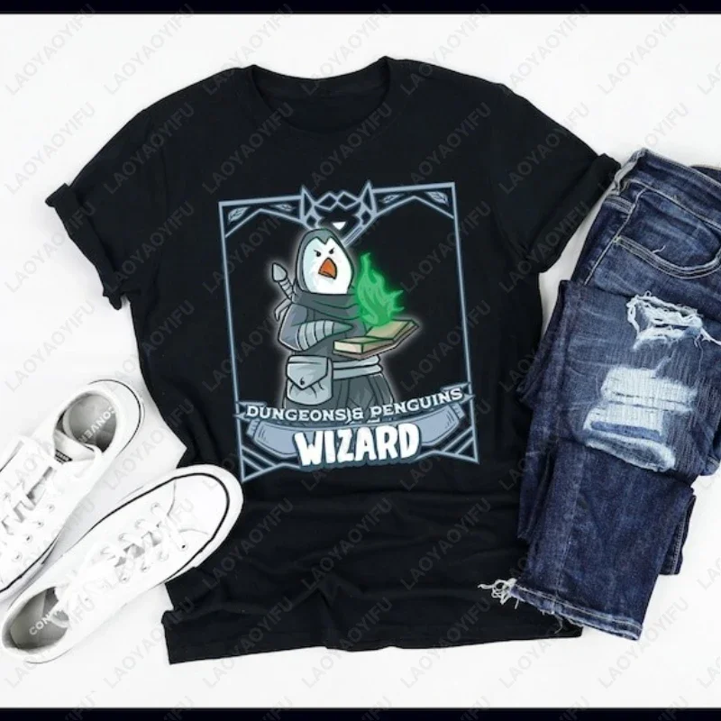 Wizard Dungeons and Penguins Nerdy Clothes Nerd RPG D20 Dice Role Play Game TShirt Men Women Nostalgia Classics Game Cotton Tops