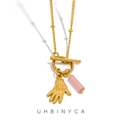 UHBINYCA Hand of Fatima Pendant Necklace for Women,Stainless Steel Waterproof High-quality Fashionable Jewelry
