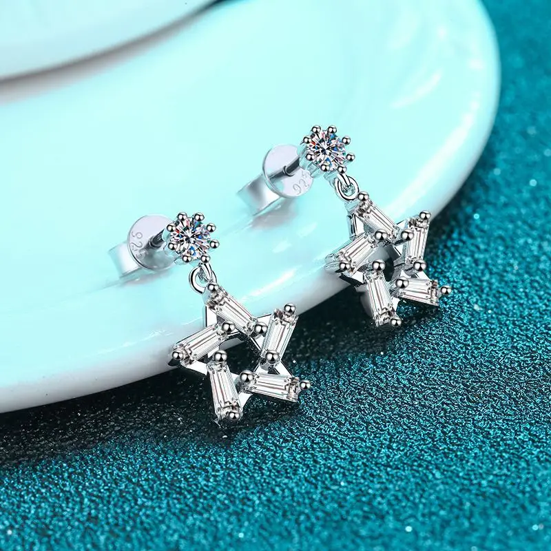 

Серебряные серьги-капли 0,2 карата D цвета с муассанитом S925 для женщин с покрытием Pt950, пятиконечная звезда, серьги-капли, подарок для влюбленных, оптовая продажа