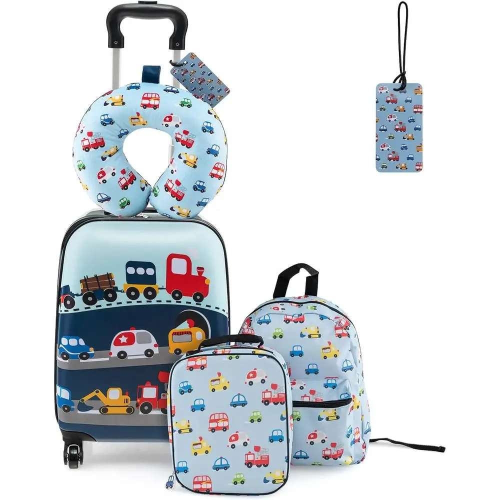 

5 Piece Kid’S Low Profile Set, 16” Carry on Suitcase W/13” Backpack, K Pillow, Hard Spinner Toddler Low Profile, Travel Rolling Suitcase or B