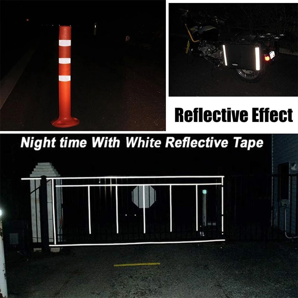 8Inch*17FT Waterproof Reflective Safety Tape Shining White High Visibility Warning Adhesive Sticker Outdoor Reflectors Car Strip