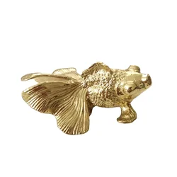 1pc Goldfish Knob Solid Brass Goldfish Cabinet Drawer Knobs Unique Animal Gold Handle Single Hole Pull Knob Home Hardware