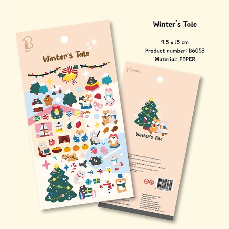 Korean Import Original Bonito Christmas Skiing Animals Paper Stickers Scrapbooking Diy Journal Stationery Sticker Aesthetic Gift