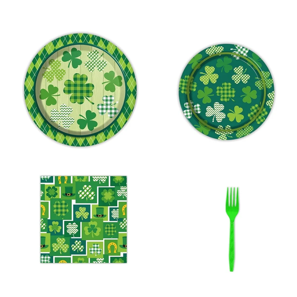 96 Pcs St. Patrick'S Day Dinnerware Set Lucky Green Shamrock Plates Irish Holiday Party Dinnerware Set for 24 Guests