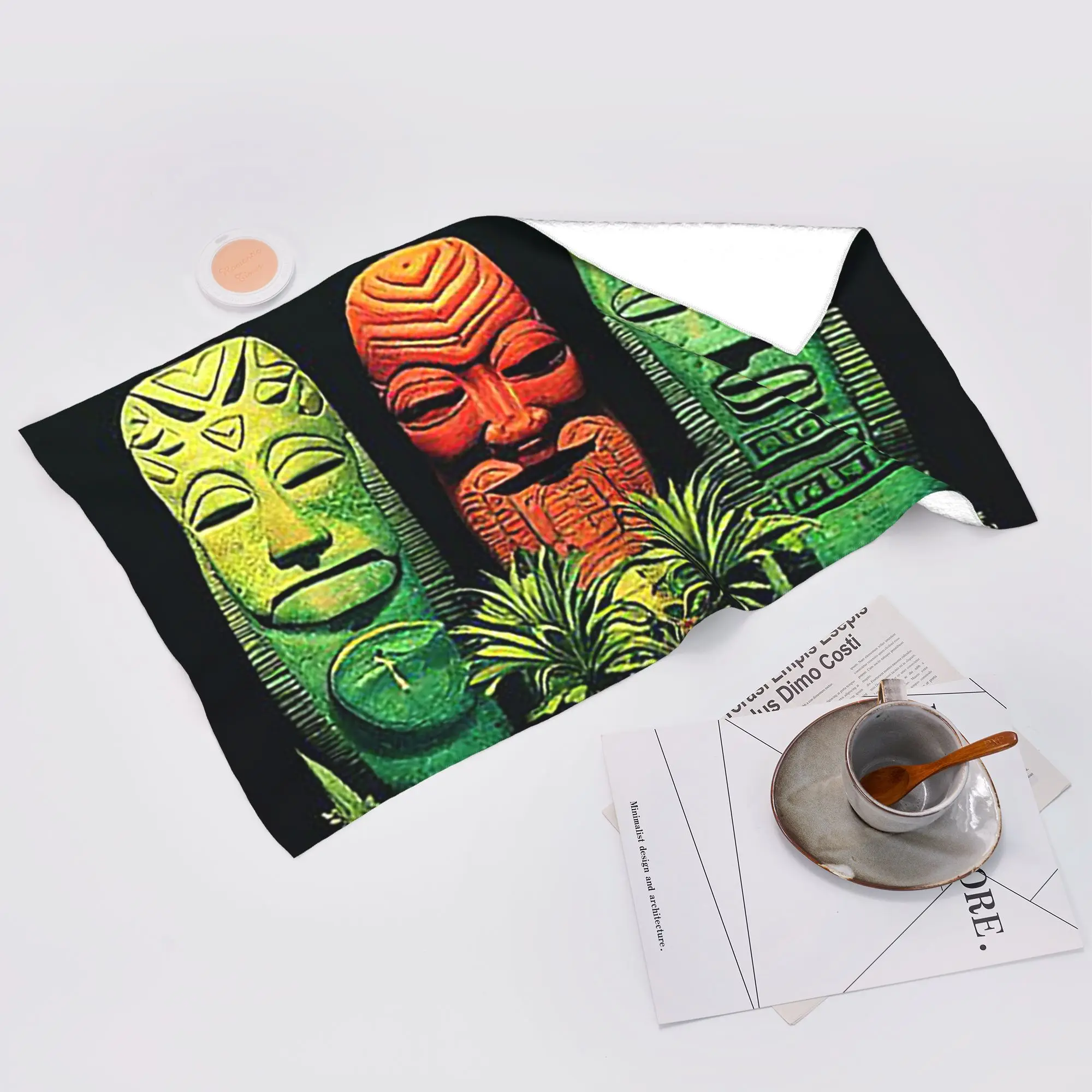 Custom Garden of Tikis Tiki Mask Soft Face Towel Quick Dry Pool Bath Cotton Towels Absorbent Quick