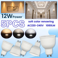 5Pack Lamparas LED Spotlight GU10 Bulb 12W 38 120 Bean Angle 6000K Cool Lighting 3000K 4000K Leds for Home Foyer Lamp Derec