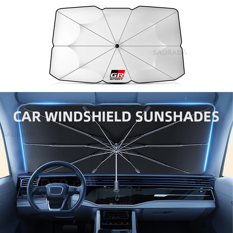 

CAR WINDSHIELD SUNSHADES GR GAZOO RACING SPORT logo Car sun visor For Toyota Yaris Prado Rav4 Corolla Prius front parasol car