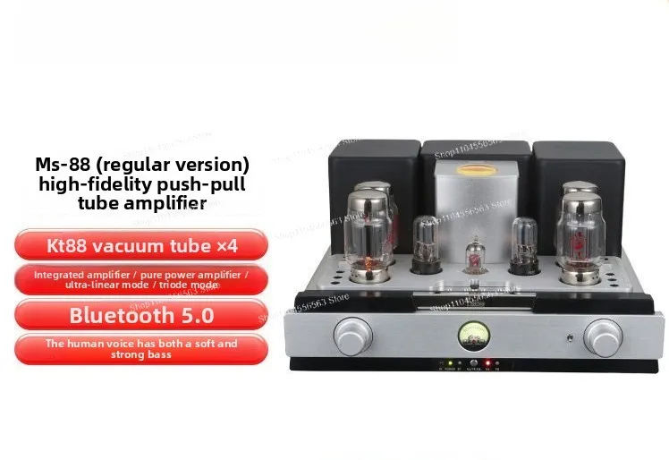 MS-88 KT88 Vacuum Tube Amplifier, High Power Pure Tube HiFi Bluetooth Home Stereo Audio Amp, Audiophile Grade