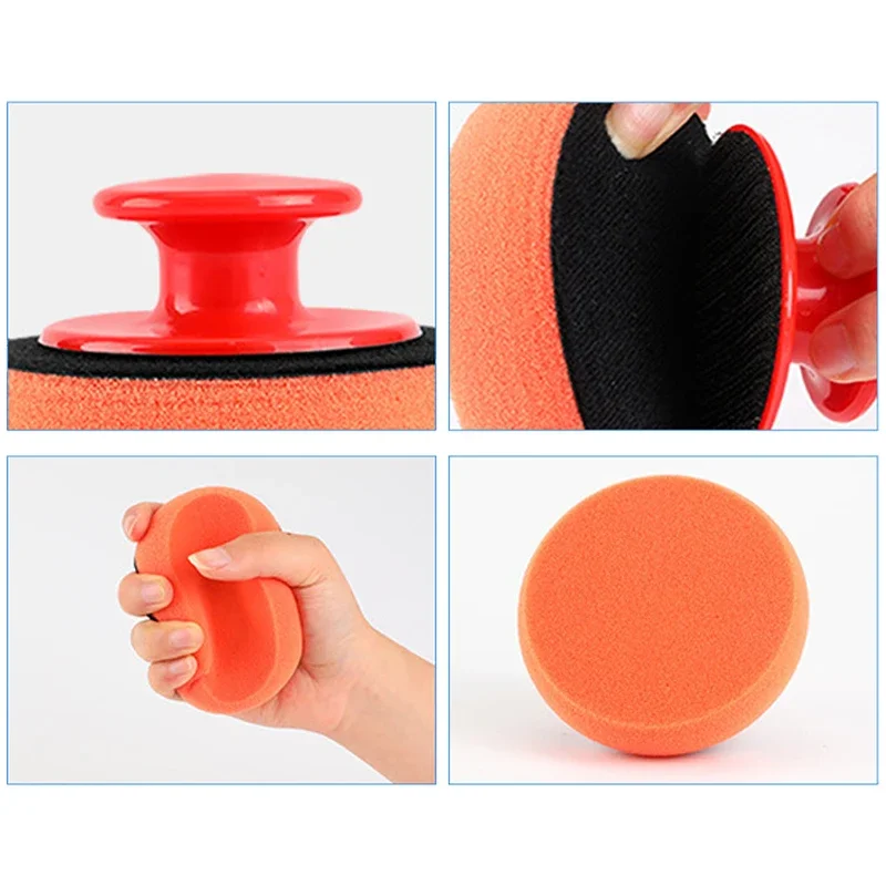 8PCs Car Waxing Sponge Polish Pads Handle High Density Buffing Wipe Polisher Kit Polishing Cleaning Sponge Car Accessories