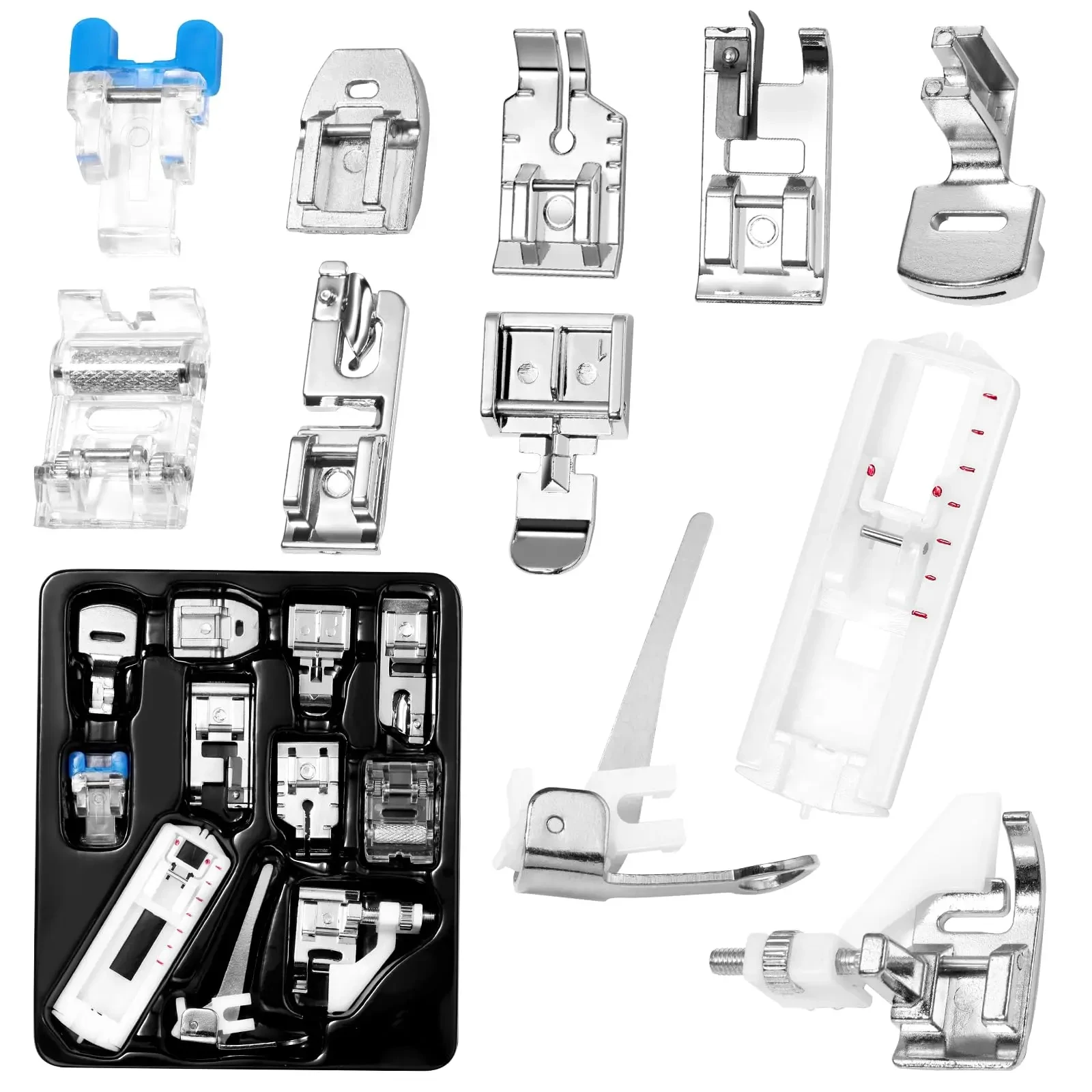 11pcs/set Multi-functional Sewing Machine Press Foot Presser Feet Fit for Sewing Machine Parts Accessories Home Craft