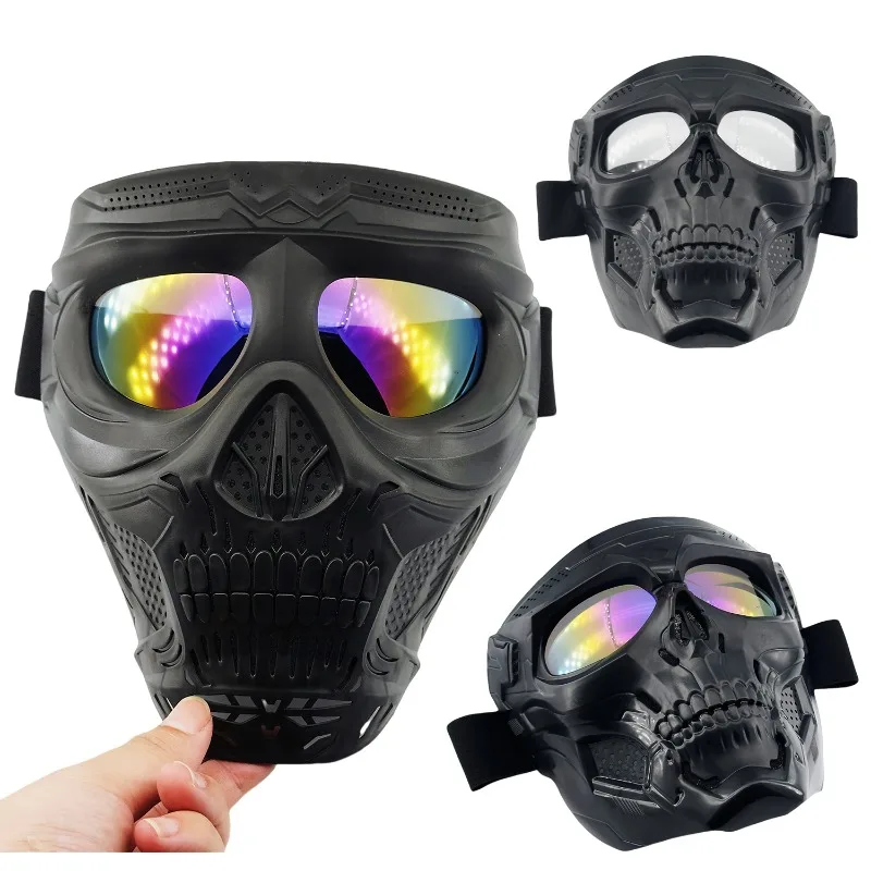 

2025 New Skull Motorcycle Goggles Mask, Windproof Dustproof Anti-Fog, Anti-Impact UV400 for Off-Road Riding Skiing