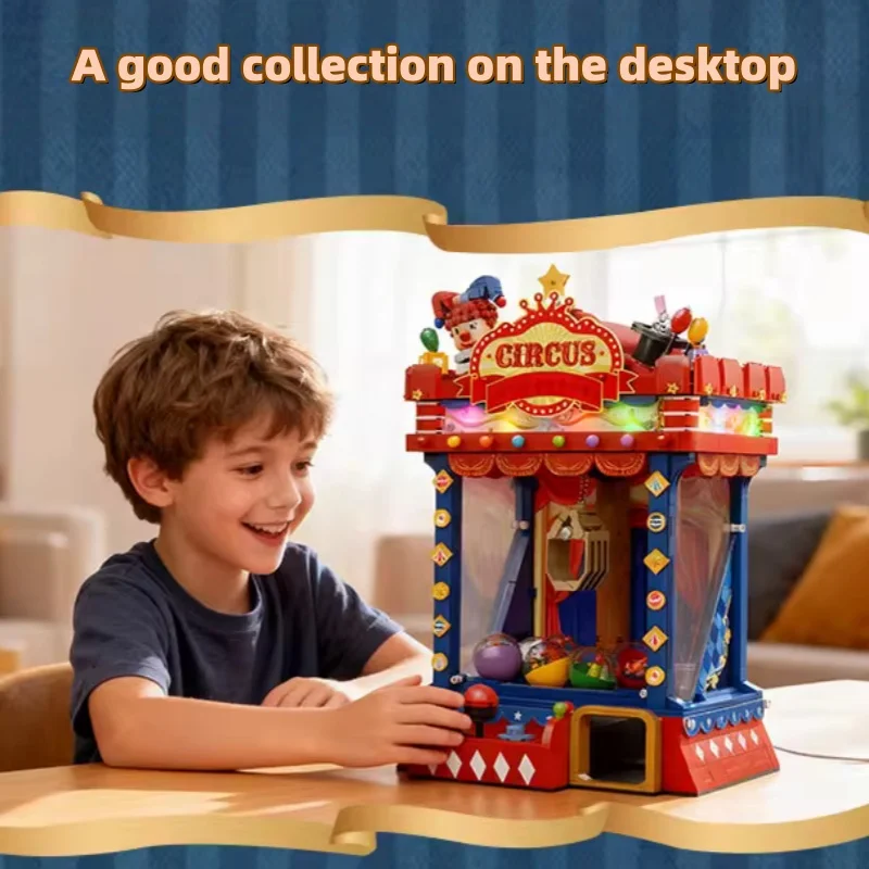 새로운! 인형 기계 조립 블록 모델 레트로 컬러 서커스 클래식 장난감 데스크탑 액세서리 생일 선물