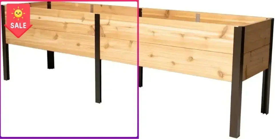 Hot salesCompany Elevated Cedar Raised Garden Bed | 2' x 8' Heavy Duty Standing Planter Box with Aluminum Corners for Outdoor Pl