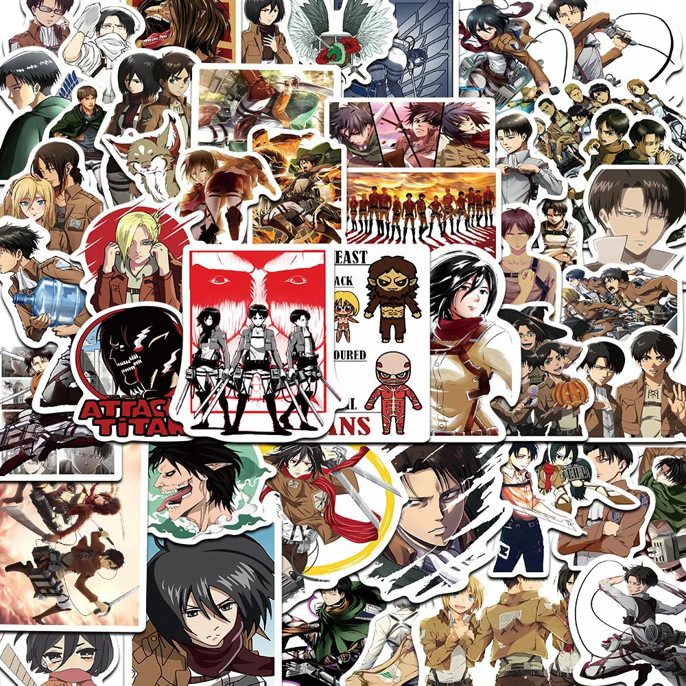 

10/30/50pcs Attack On Titan Cartoon Sticker Anime Cool Waterproof Graffiti Decals Skateboard Guitar Luggage Kid DIY Sticker Toys