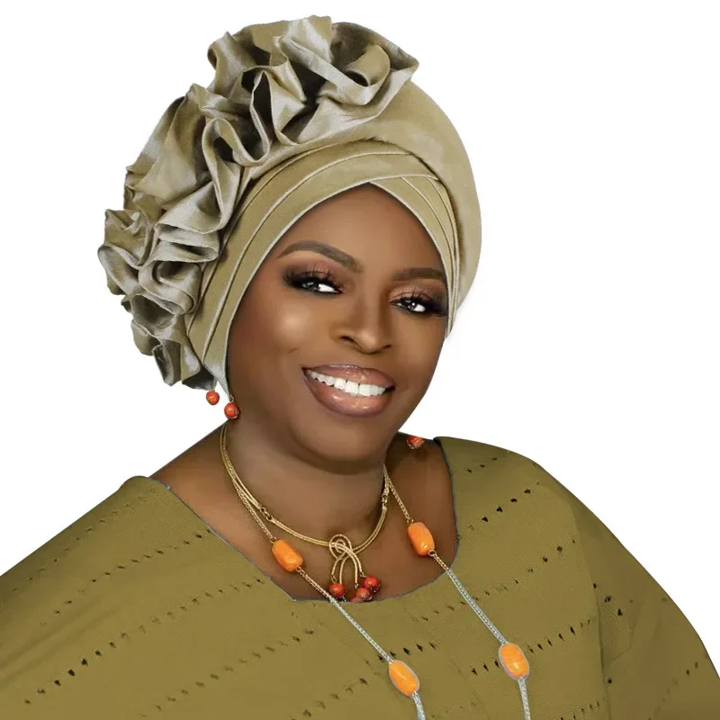 Already Made African Headtie Women's Turban Cap Female Head Wraps Nigeria Wedding Auto Geles Party Headwear Hat