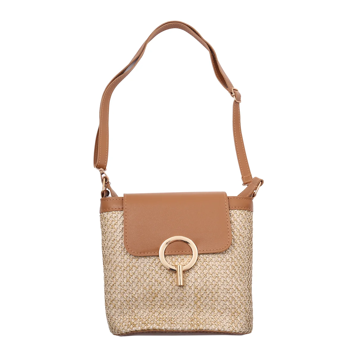 ABQR Borse a secchiello piccole in paglia per donna Borse a tracolla estive Borse da viaggio e borsette da donna Borsa a tracolla semplice da donna Marrone