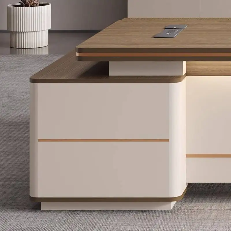 Grande scrivania da ufficio direzionale in legno bianca portaoggetti in piedi scrivania direzionale economica di lusso ad angolo Tisch mobili per piccoli spazi