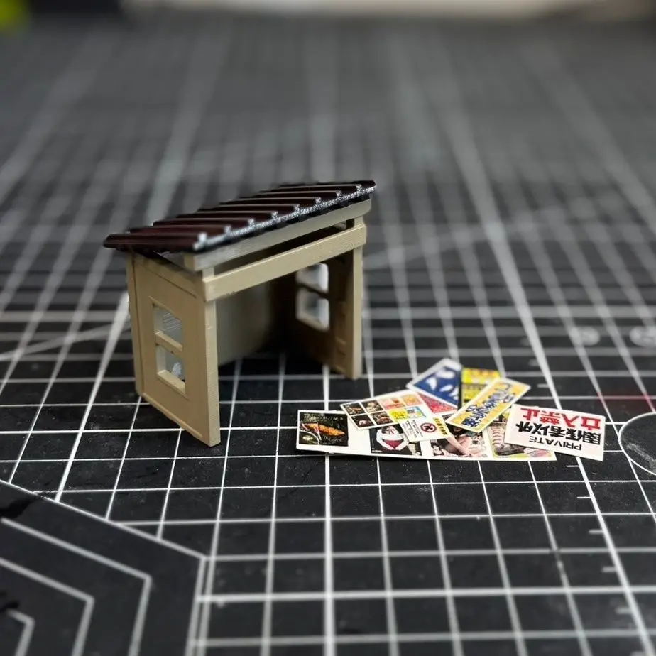 Modelo de diorama de cena de casa em miniatura vintage estilo japonês em escala 1/64