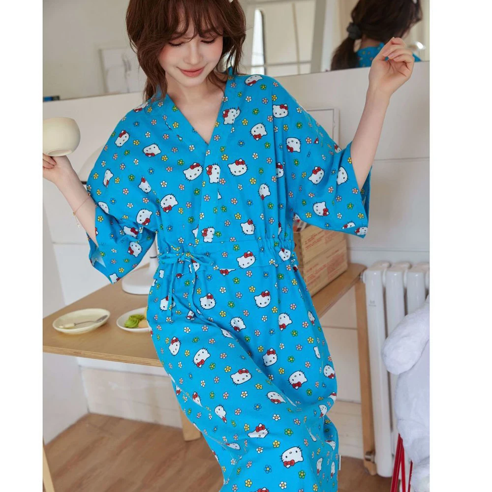 

Hello Kitty Women's Sleepwear Full Home Clothes Women's Summer Cute Cartoon Pajamas Straps Comfortable Home Pajamas2025New Model