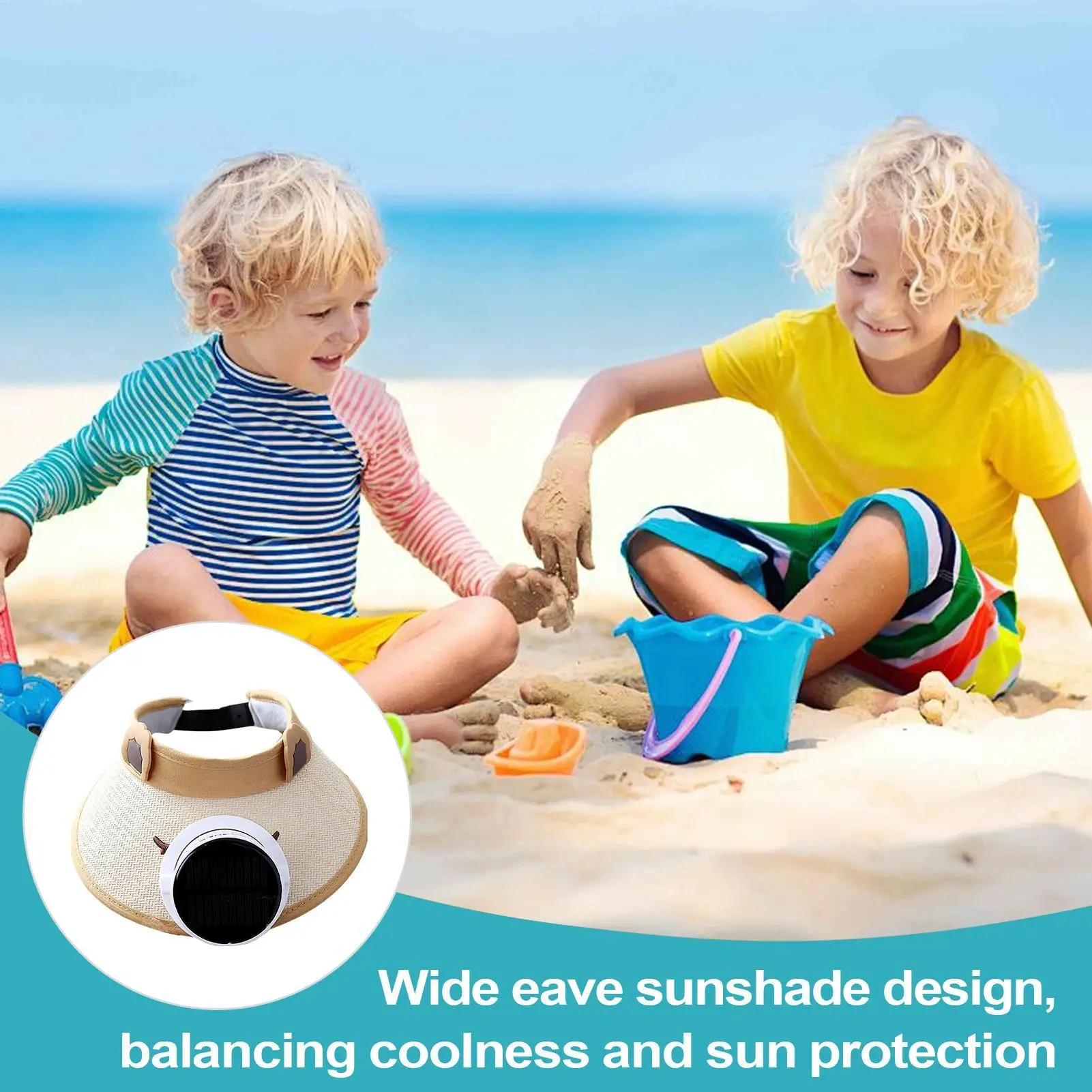 

Solar Powered Fan Hat Wide Brim Solar Fan Hat Visor Cooling 3 Speed Adjustment For Yoga Hiking Festival Vacation Outdoor Garden