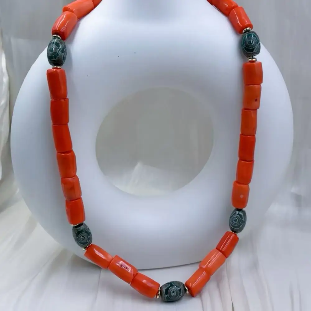 

Винтажное ожерелье из натурального морского бамбукового оранжевого коралла и агата, 10-12 мм, 40-70 см, для мужчин и женщин