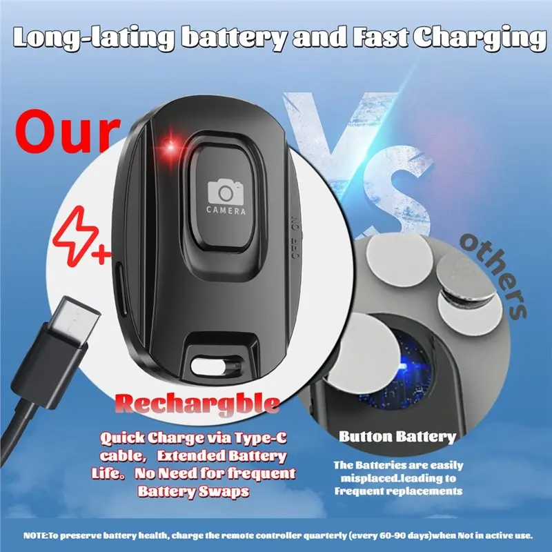 B76B Bluetooth Camera Remote Controller Wireless Selfie Button for Smartphone Phone Remote Shutter 2PCS
