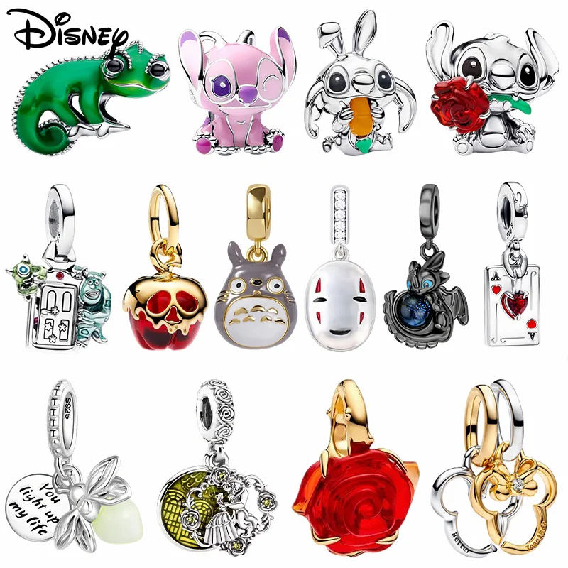 

Hot Selling Disney 925 sterling silver Beauty and the Beast Stitch Pendant beads for Original Bracelet, Female DIY party gifts