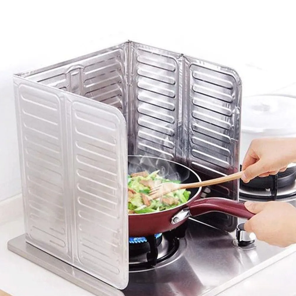 Foldable Oil Splash Board Kitchen Baffle Anti-Grease Screen Stove Splatter Guard Frying Pan Protector Heat Resistant Splash