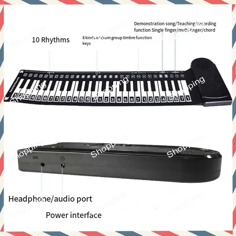 Piano rolado à mão de 49 teclas a44m com alto-falante portátil dobrável piano infantil instrumento de ensino de piano para iniciantes