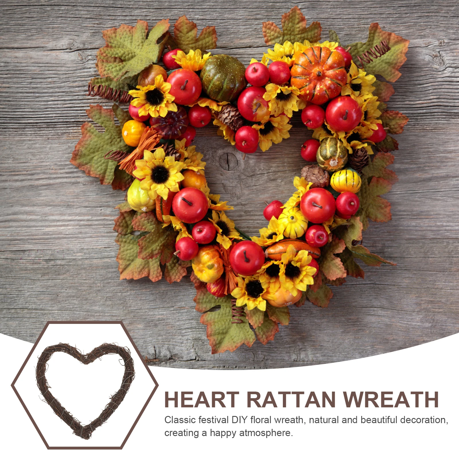 

2pcs Heart Shaped Rattan Wreath Hoops 20cm DIY Frames Vine Rings Wedding Decorations H made Accessories Reusable Natural